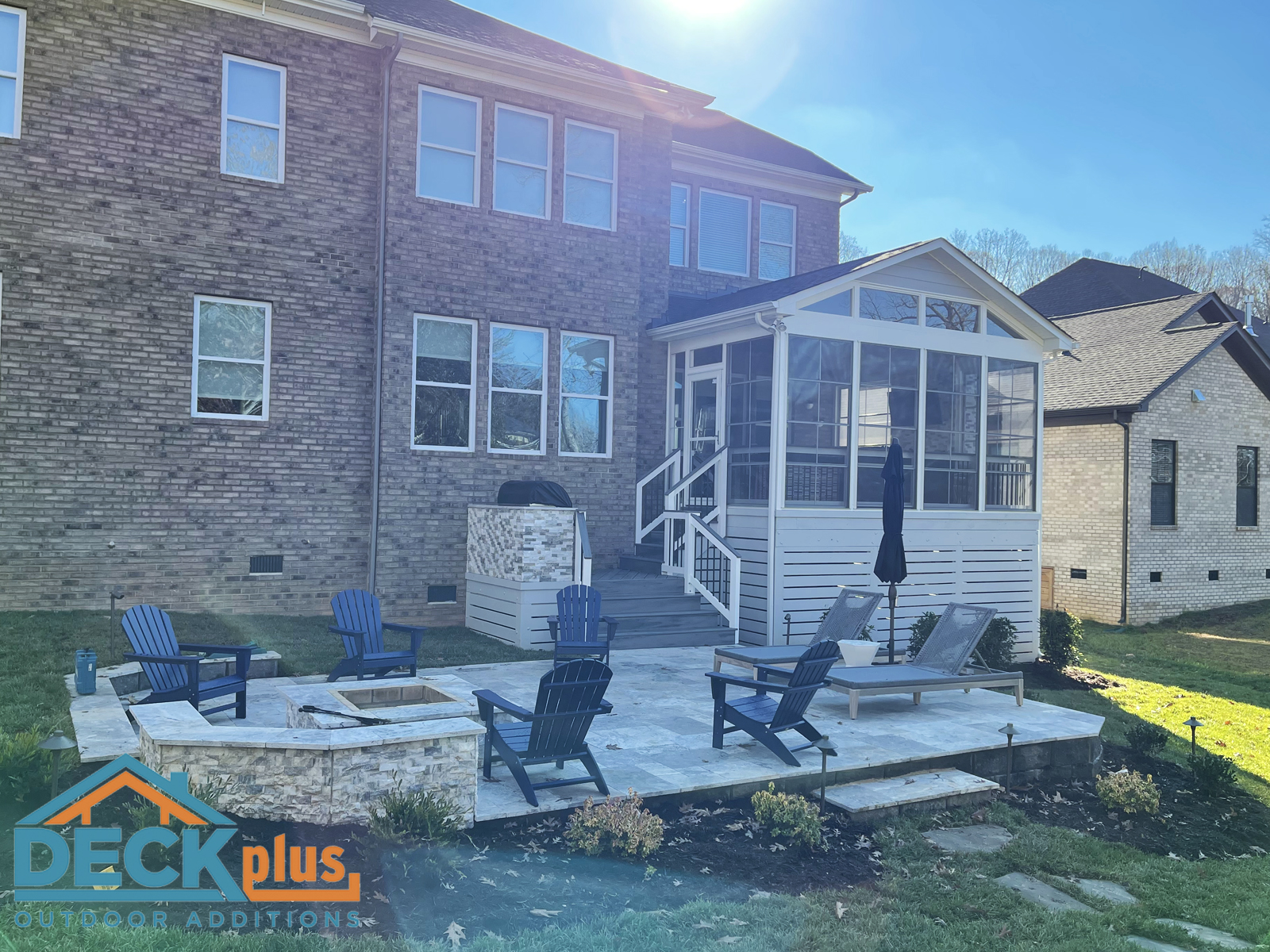 Screened-porch-with-Keystone-patio-by-Bellantyne-screened-porch-builder