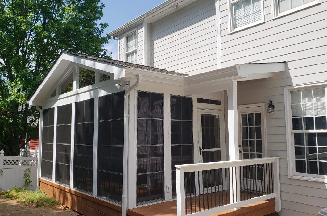 a three-season room with white trim